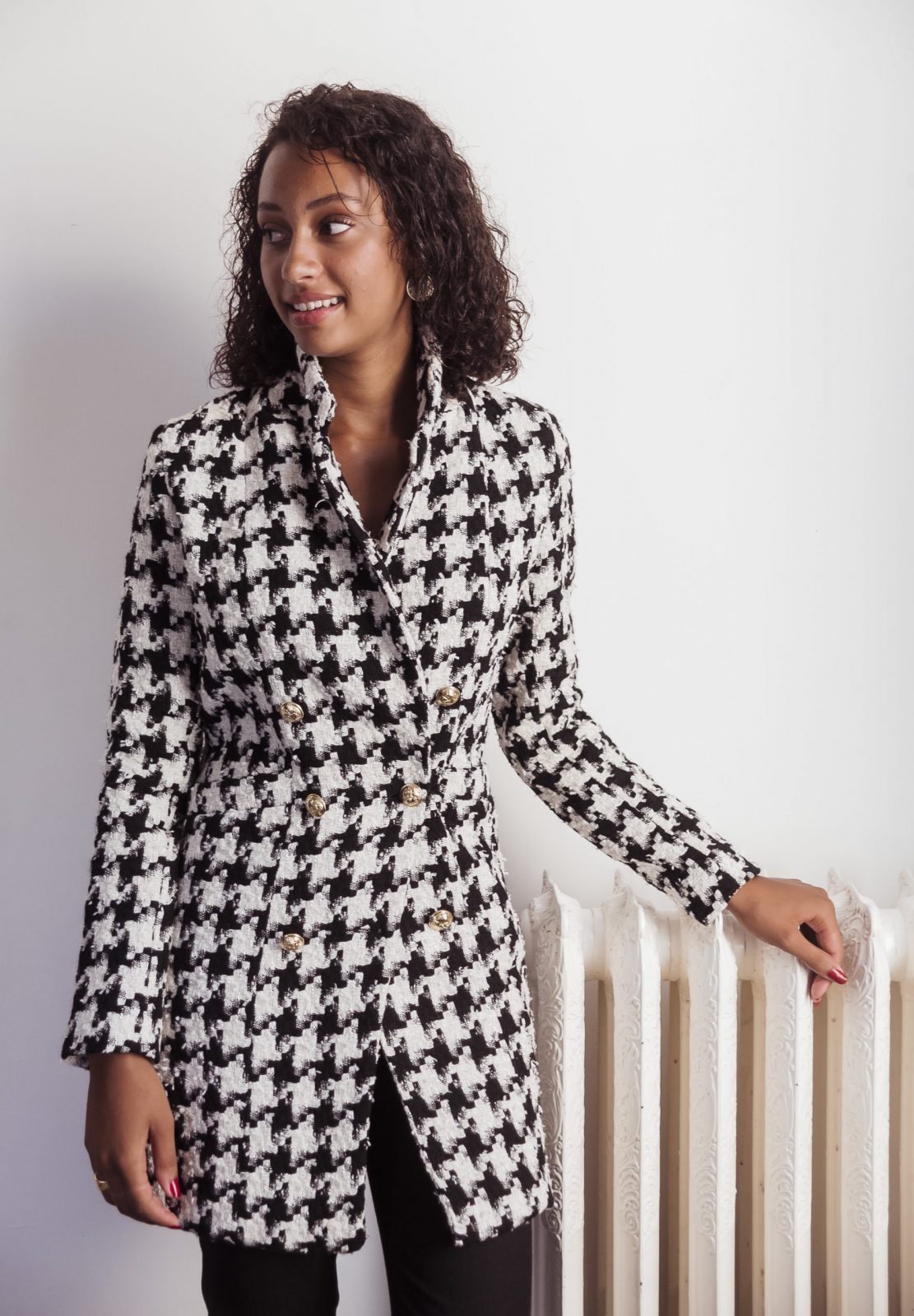 manteau pied de poule femme