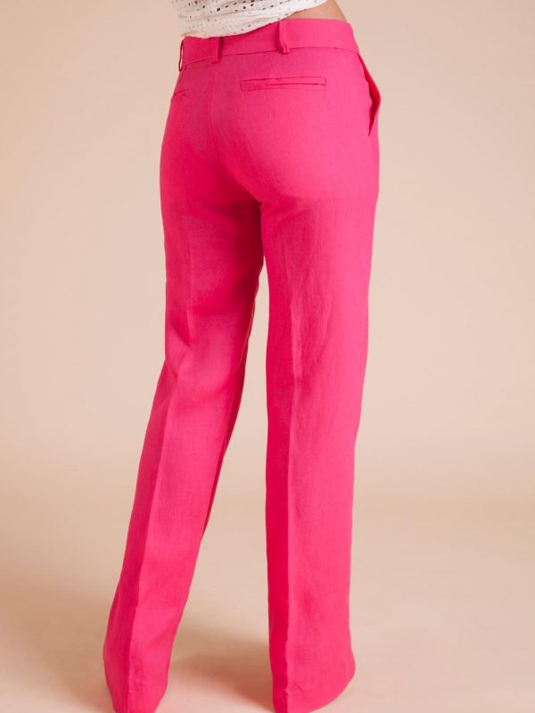pantalon en lin couleur fuchsia