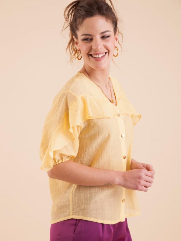 blouse femme jaune très chic fabrication française.