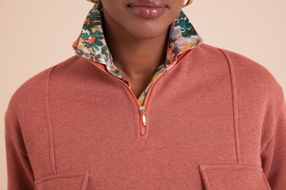 sweatshirt femme molletonné couleur pourpre orangé.