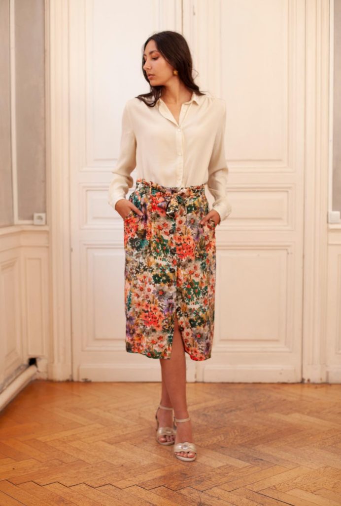 Jupe Crayon Jane Norman Multicolore à Fleurs - Taille 14 (42) - 97% Coton