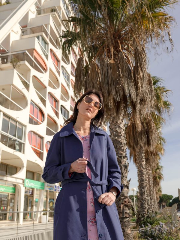 Trench Coat femme long Cléo bleu – Image 8
