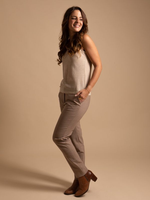 Pantalon cigarette beige