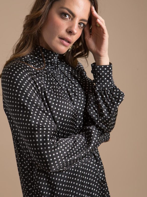 robes, nouveautes - Satine robe imprimé à pois