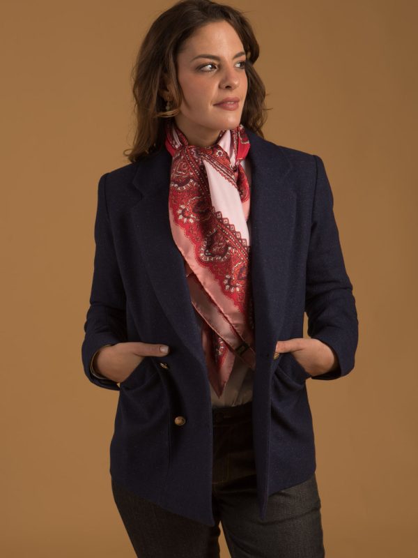 nouvelle-collection-made-in-france, idees-cadeaux, accessoires - Foulard rose en soie femme Made-in-France