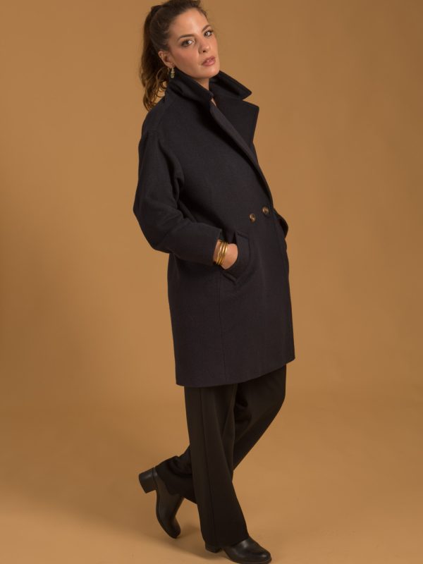 vestes-manteaux, nouvelle-collection-made-in-france - Candice - Manteau long en laine cachemire bleu nuit femme made-in-France