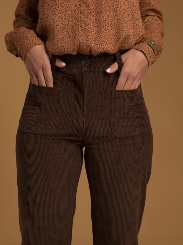 pantalons-shorts, nouvelle-collection-made-in-france - Maximilien - Pantalon velours marron femme Made-in-France