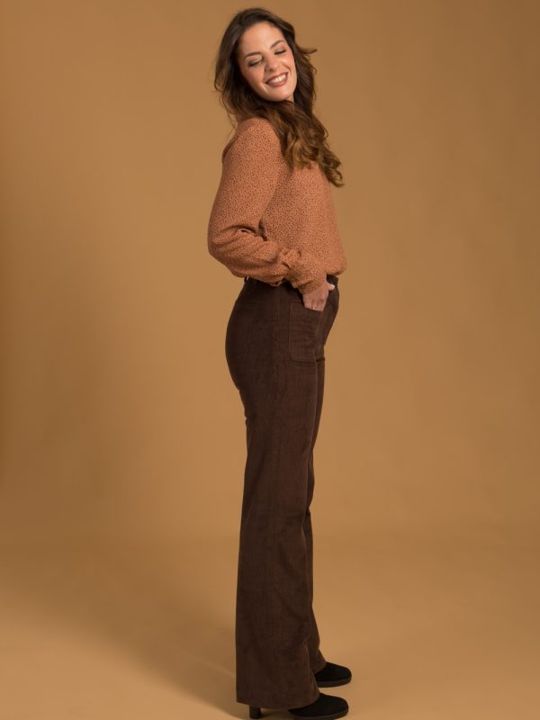 pantalons-shorts, nouvelle-collection-made-in-france - Maximilien - Pantalon velours marron femme Made-in-France