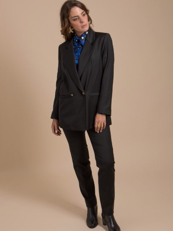 vestes-manteaux, nouvelle-collection-made-in-france - Raphaëlle - veste blazer femme en laine noire Made-in-France