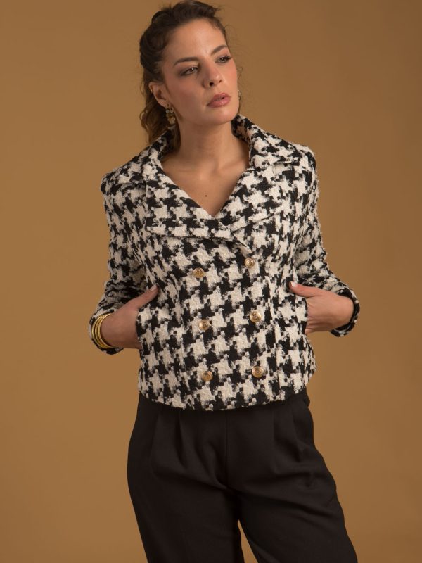 vestes-manteaux, nouvelle-collection-made-in-france - Veste imprimée pied de coq femme Made-in-france