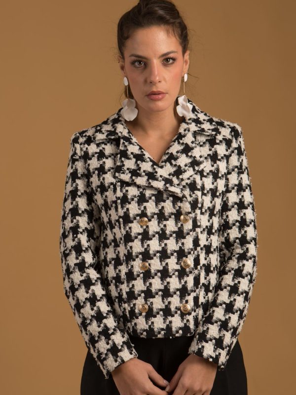 vestes-manteaux, nouvelle-collection-made-in-france - Veste imprimée pied de coq femme Made-in-france