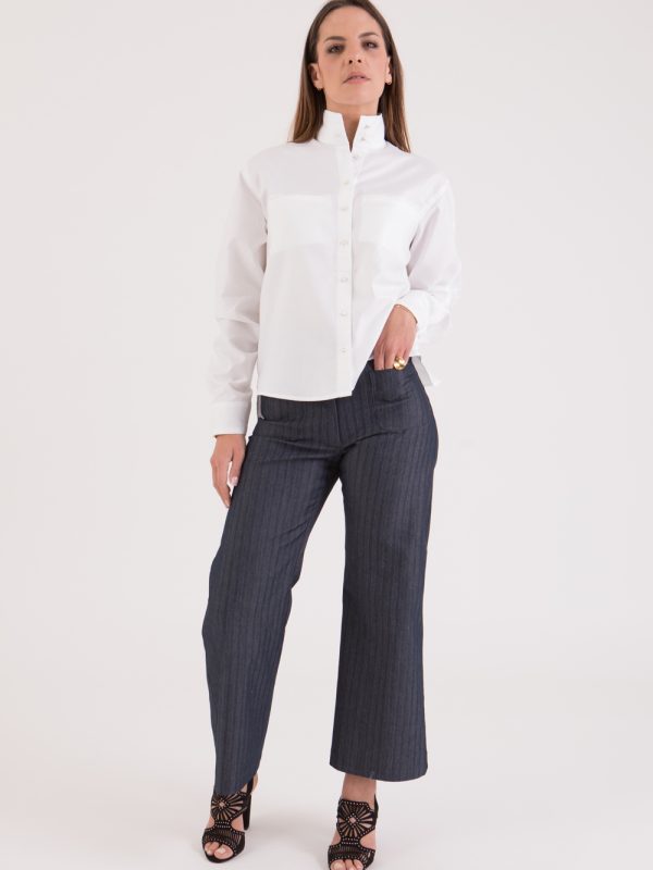 pantalons-shorts, nouvelle-collection-made-in-france, jeans - June — Pantalon bleu à rayures Made in France