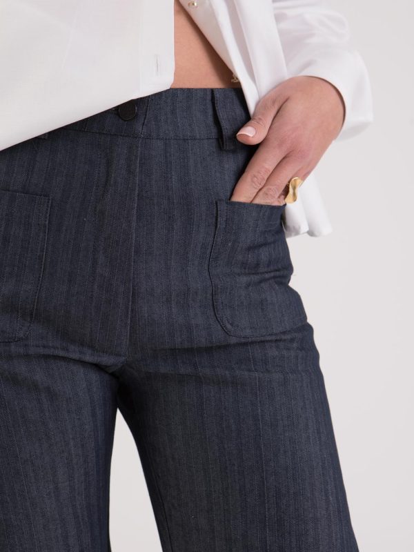June — Pantalon bleu à rayures femme - Fabrication Française – Image 4