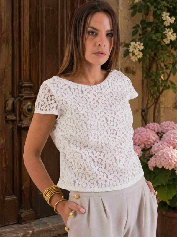tenues-de-ceremonie, t-shirt-tops, nouvelle-collection-made-in-france, hauts-danielle-engel, chemises-blouses - Blouse à fleurs Made in France