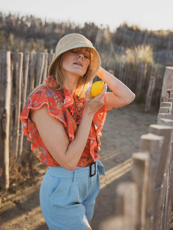nouvelle-collection-made-in-france, jupes - Short bleu femme - made in France.