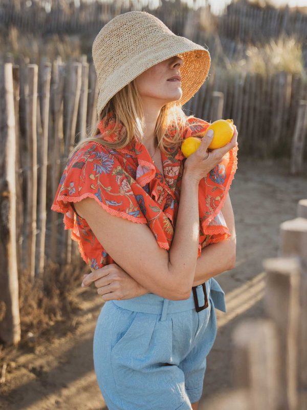 nouvelle-collection-made-in-france, jupes - Short bleu femme - made in France.
